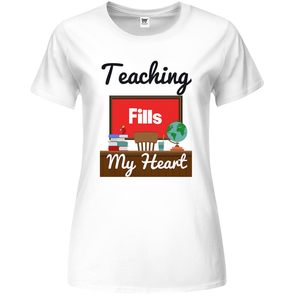 Teaching Fills My Heart, Valentines Day For Teachers, Teacher Valentine Graphic V2 Premium Womens T Shirts