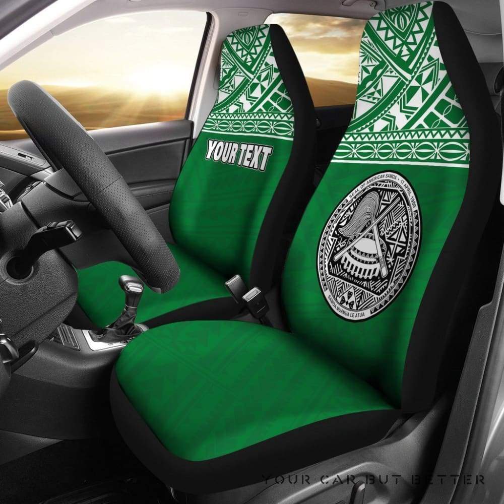 American Samoa Polynesian Custom Personalised Car Seat Covers Green Horizontal Bn12