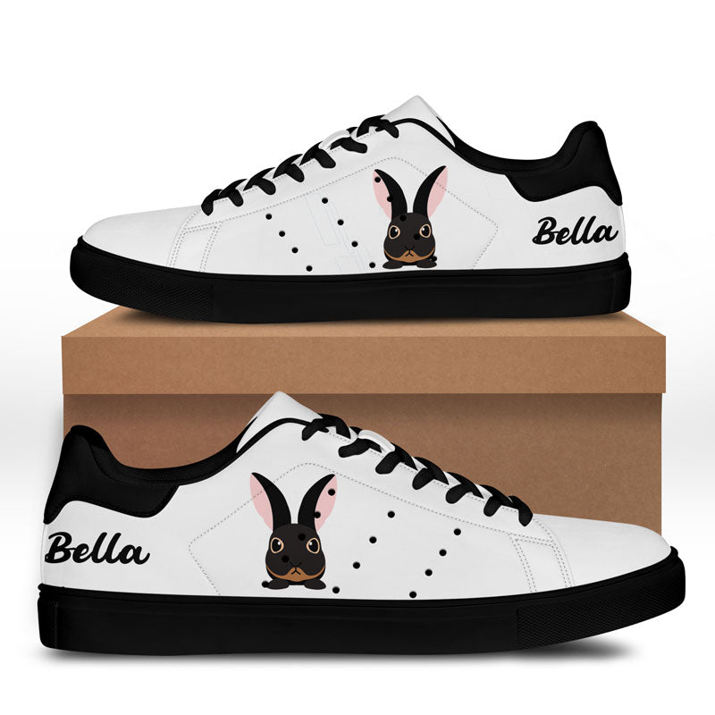 Rabbit Lover Gift – Personalized Name  White Skate Shoes Vhss0263