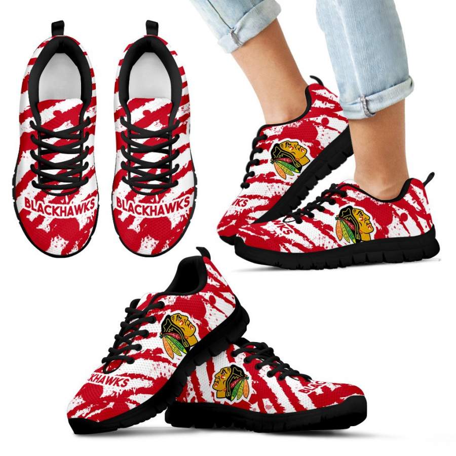 Stripes Pattern Print Chicago Blackhawks Sneakers