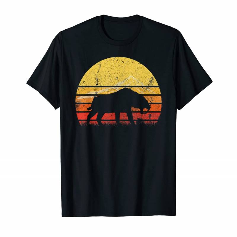 Vintage Retro Sabre Toothed Tiger Silhouette Sunset Funny T-shirt