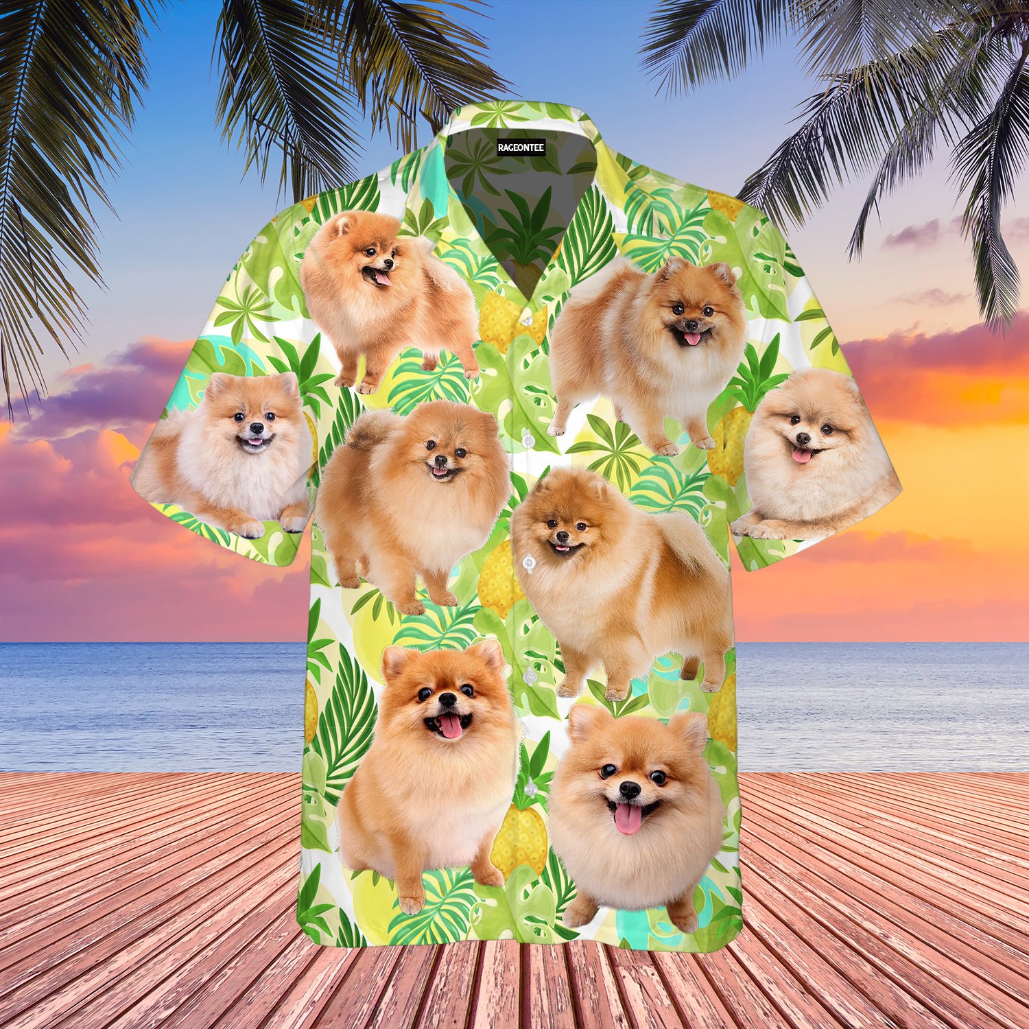 Tropical Pineapple Pomeranian Dog Hawaiian Shirt | For Men & Women | Adult | Wt1346