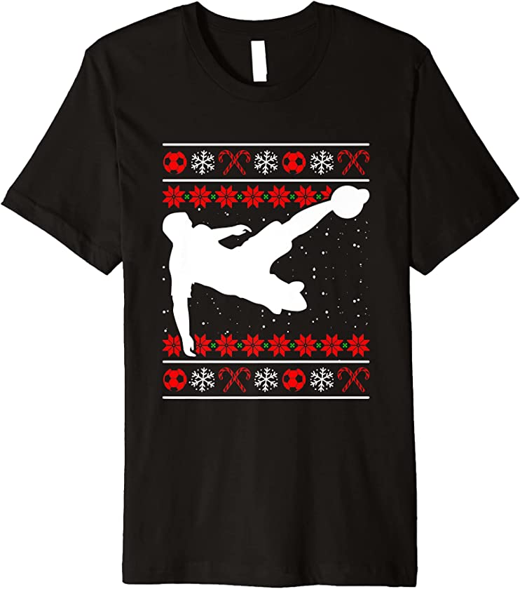 Ugly Christmas Soccer Player X-Mas Santa Claus New Year Ball Premium T-Shirt