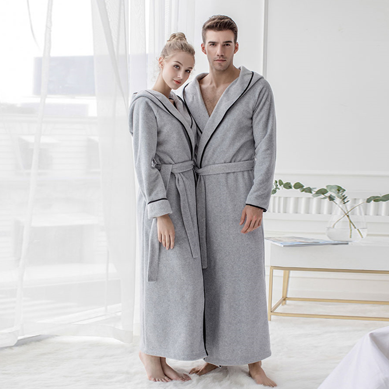 Women and Men Plush Fleece Ultra Long Floor Length Hooded Bathrobe Robes Sleepwear Plus Size Nightgown Dressing Gown Lounge wear alx