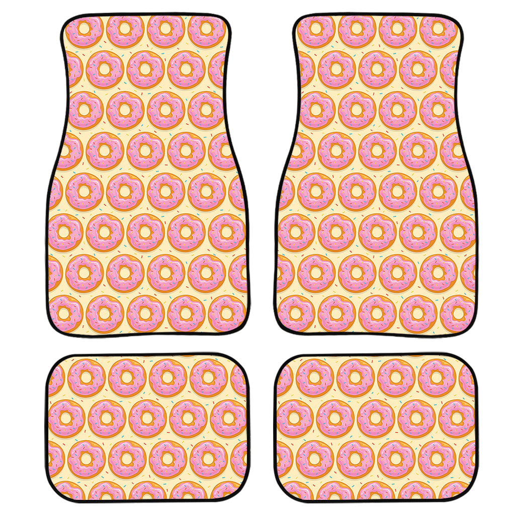 Pink Glazed Donut Pattern Print Front And Back Car Floor Mats, Front Car Mat