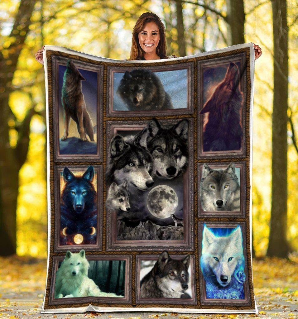 Wolf Full Moon Wild Animals Cozy Fleece Blanket Sherpa Blanket