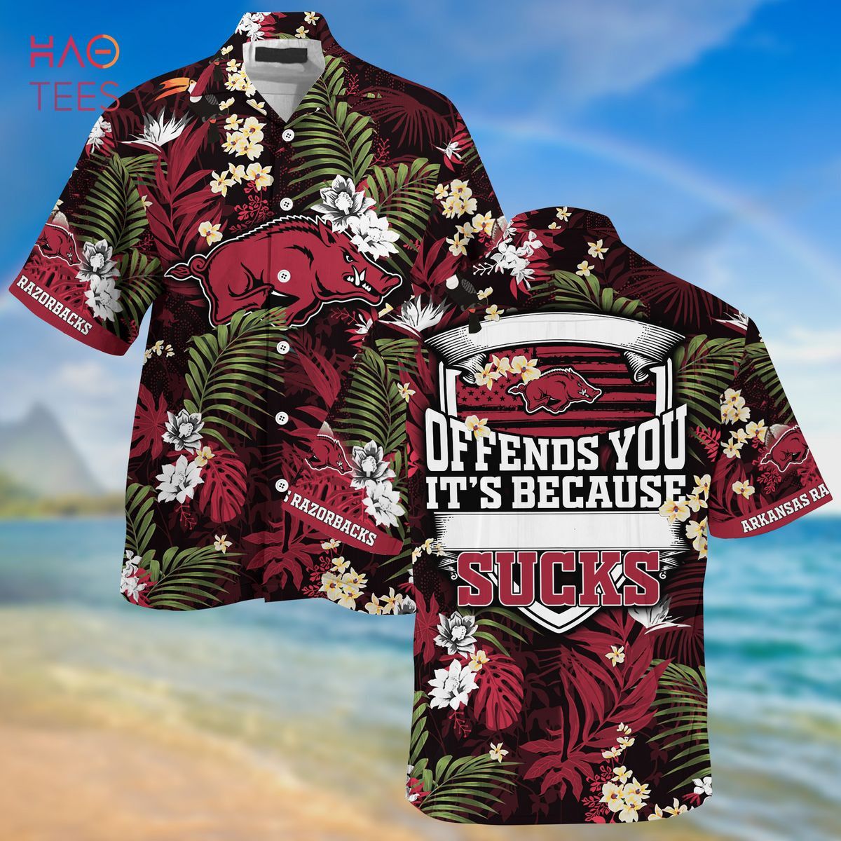 NCCA Arkansas Razorbacks Black Mascot Hawaiian Shirt