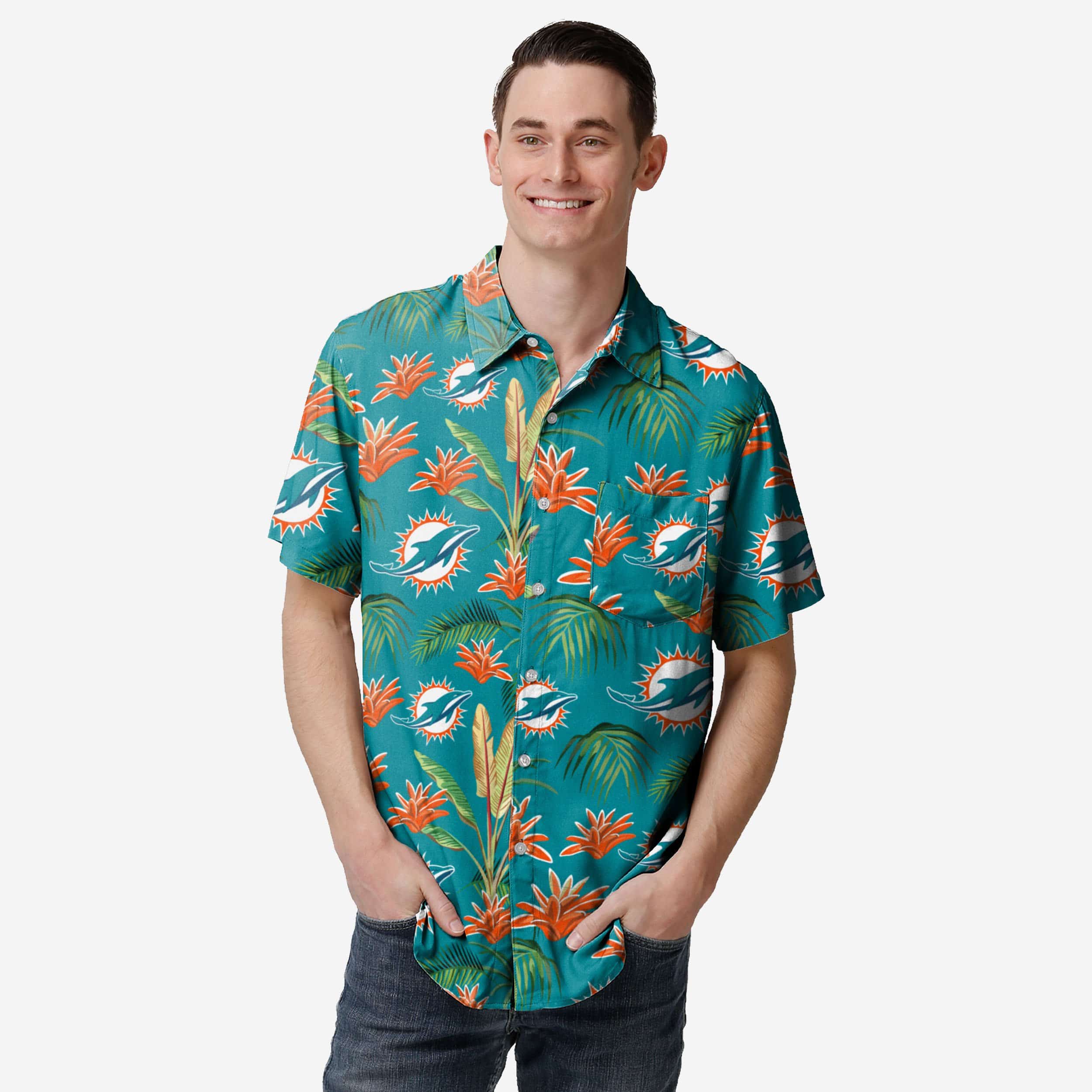 Miami Dolphins Victory Vacay Button Up Shirt