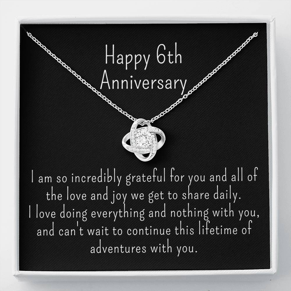 6Th Anniversary Gift. Sparkly Necklace On Romantic Message Card For Wife Or Girlfriend. Sixth Wedding Anniversary Jewelry. Candy Wood