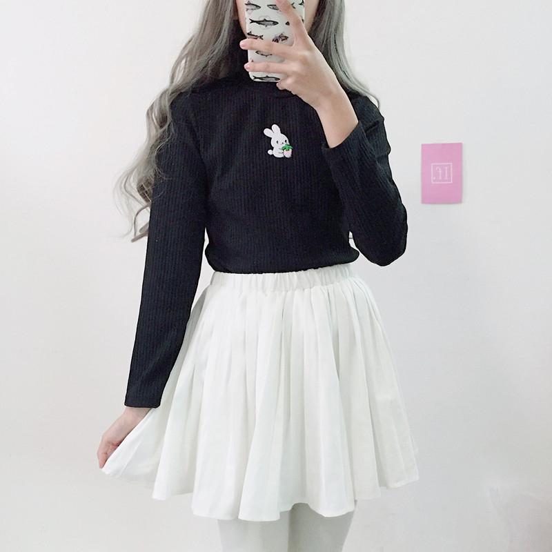 Turtleneck Rabbit Embroidered Sweater