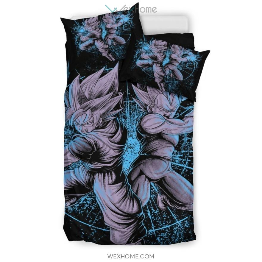 Vegeta Goku Blue Bedding Set 2 – Duvet Cover And Pillowcase Set – Unique Design Amazing Gift