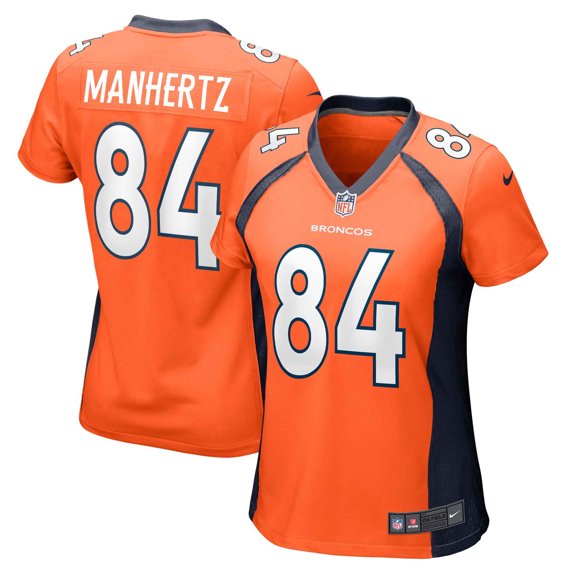 Chris Manhertz Denver Broncos Women's Game Player Jersey – Orange