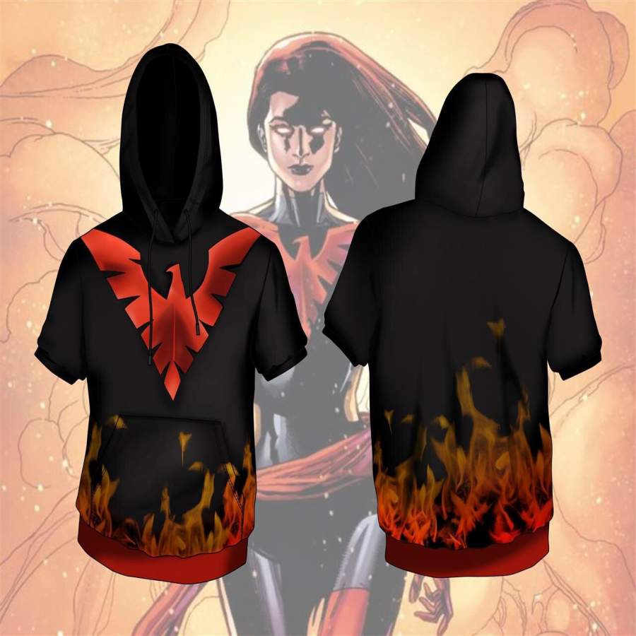 X-Men Print Short Sleeve Hooded T-shirt Adult Fashion Hoodie