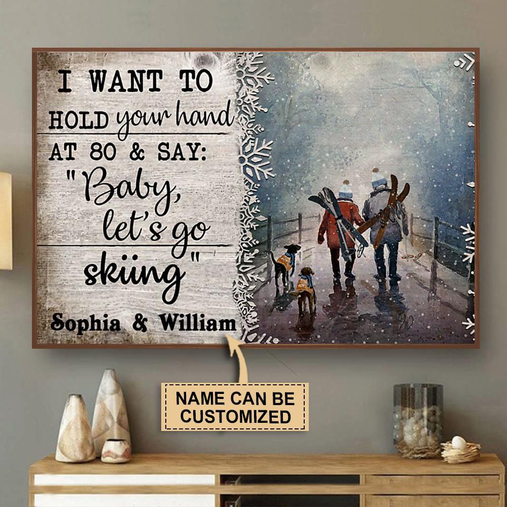 Aeticon Gifts Personalized Skiing I Want To Hold Your Hand Canvas Mom Dad Gift Home Decor