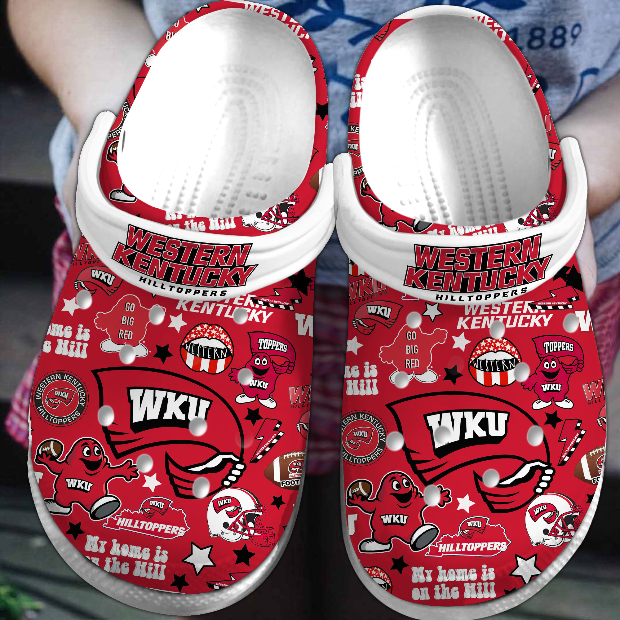 Western Kentucky Hilltoppers NCAA Sport Crocss Crocband Clogs Shoes Comfortable For Men Women and Kids