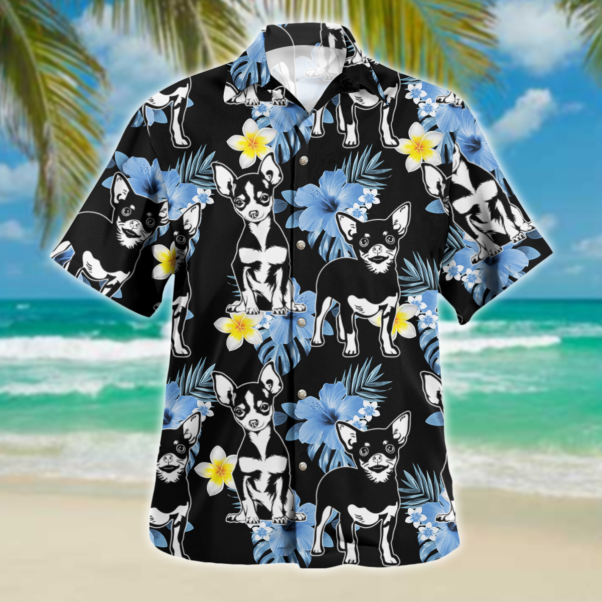 Chihuahua Dog Hawaii Shirt Blue Hibiscus Gift For Lovers Ha96470