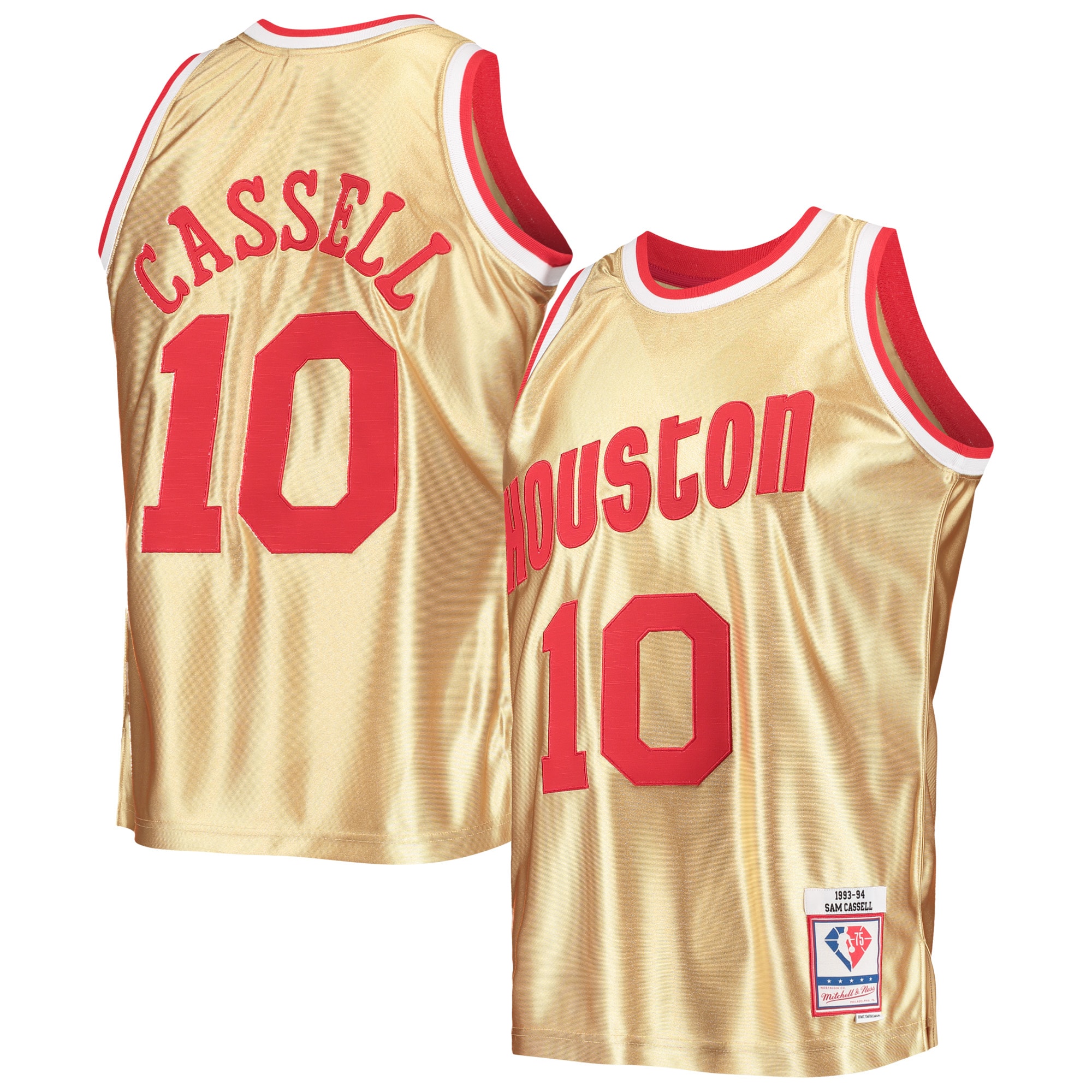 Sam Cassell Houston Rockets Mitchell & Ness 75th Anniversary 1993/94 Hardwood Classics Swingman Jersey – Gold