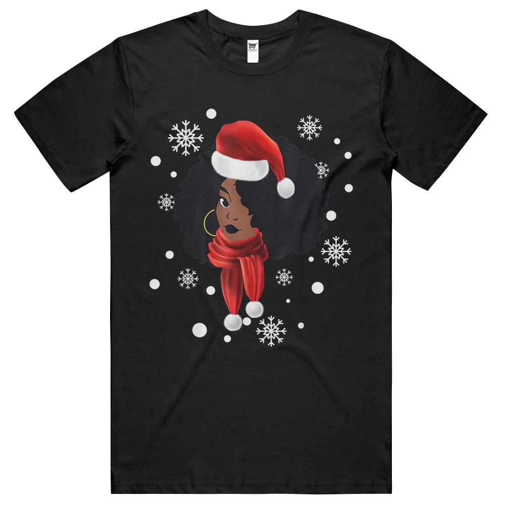 Black African American Santa Apparel Christmas Melanin Women T Shirts