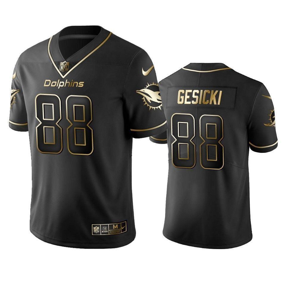 Miami Dolphins Mike Gesicki Black 2021 Vapor Limited Golden Edition 3D Jersey