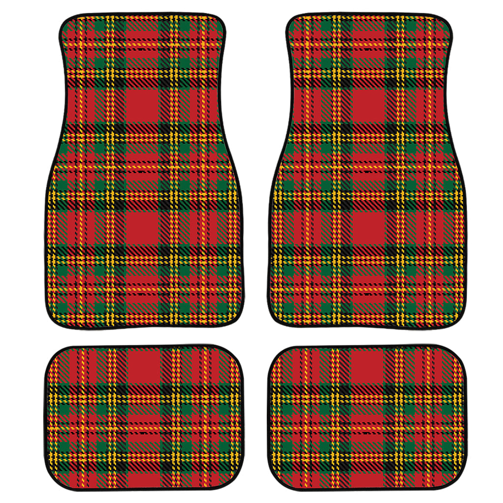 Pixel Stewart Scottish Tartan Print Front And Back Car Floor Mats, Front Car Mat