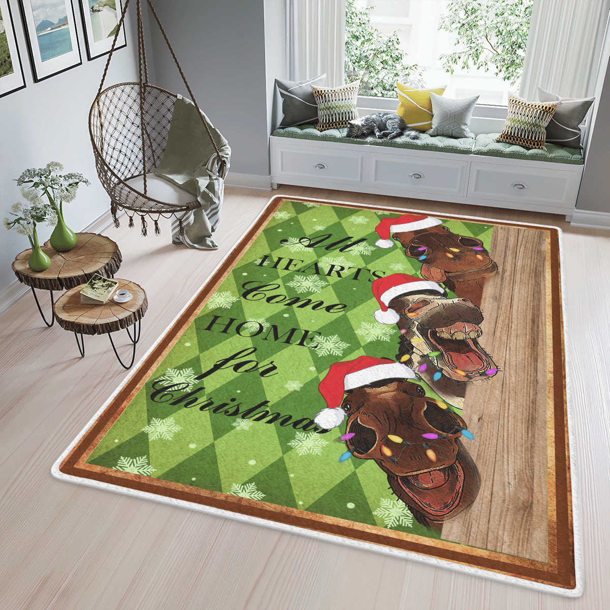 Wooni All Hearts Come Home For Christmas – Horse Area Rug, Rectangle Rug Wn11032206