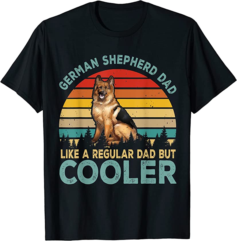 Vintage Retro Happy Fathers Day German Shepherd Dog Lover T-Shirt