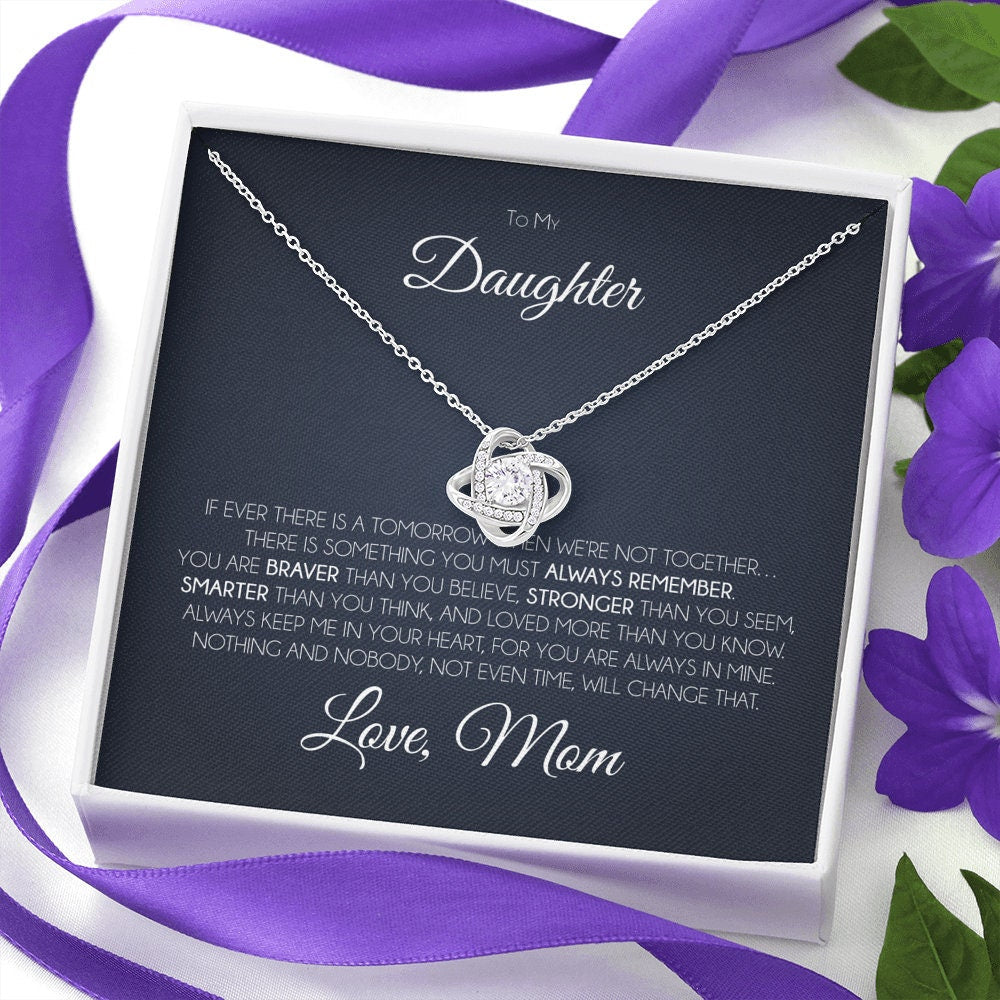 Gift For Daughter From Mom, Daughter Mother Necklace, Daughter Gift From Mom, To My Daughter, Daughters Birthday, Unique, Grown Up Daughter Love Knot Necklace