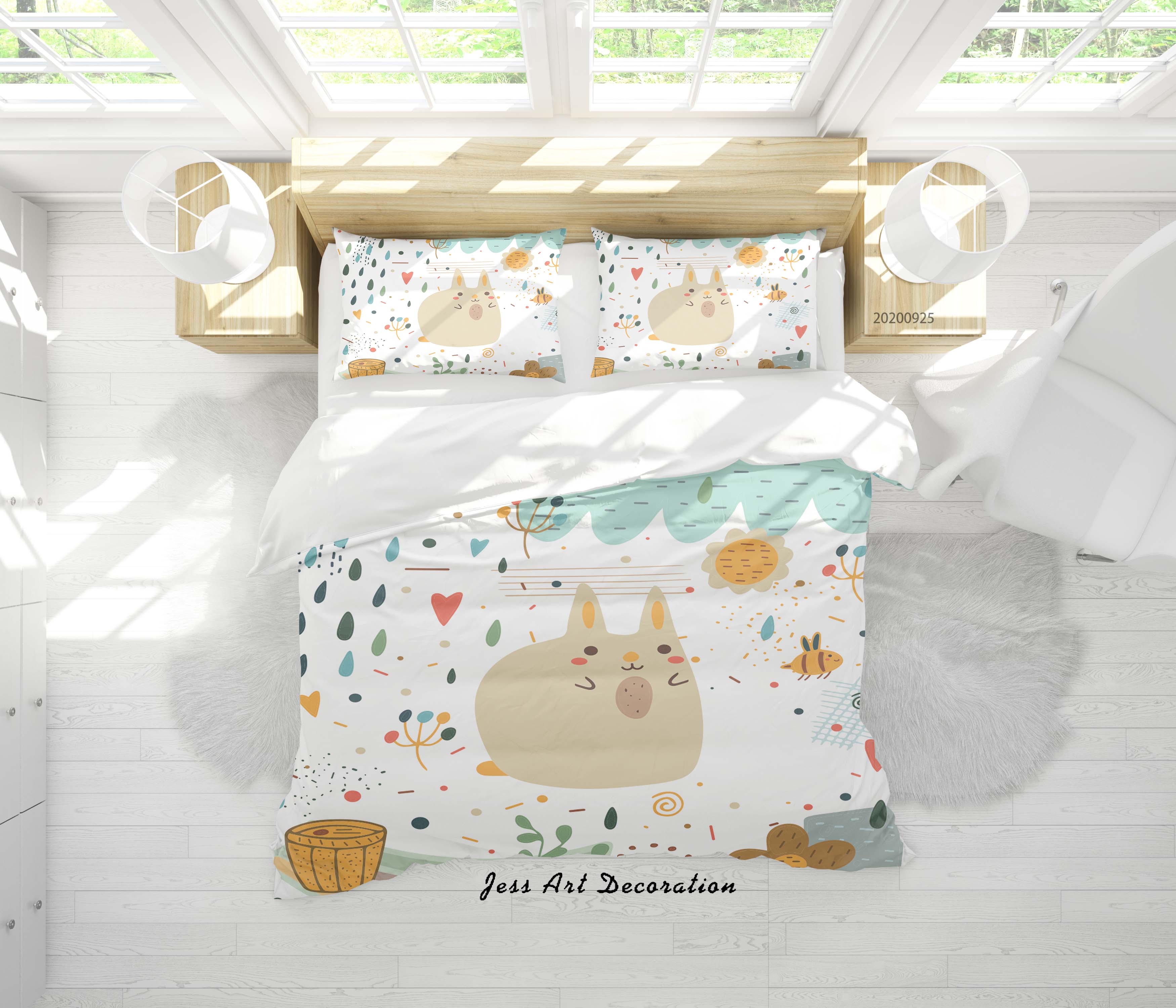 3D Cartoon Animal Fat Cat Pattern Quilt Cover Set Bedding Set Duvet Cover Pillowcases Wj 6458