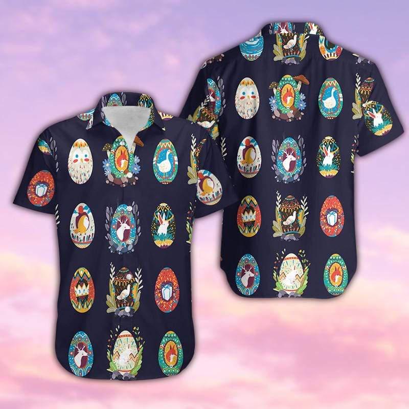 Easter Colorful Cartoon Eggs Hawaii Shirt For Men Women Ha66603