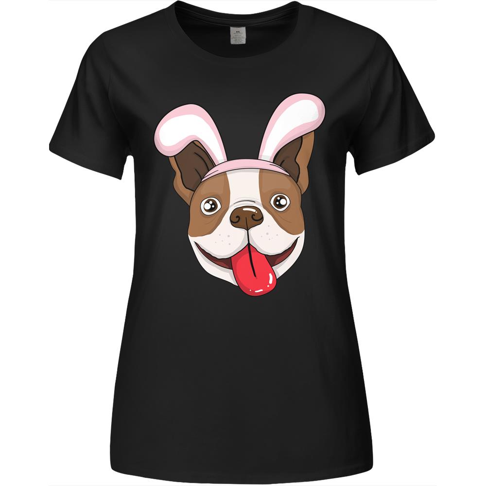 Cute Easter Bulldog Dog Bunny Ears Rabbit Premium Womens Tshirts