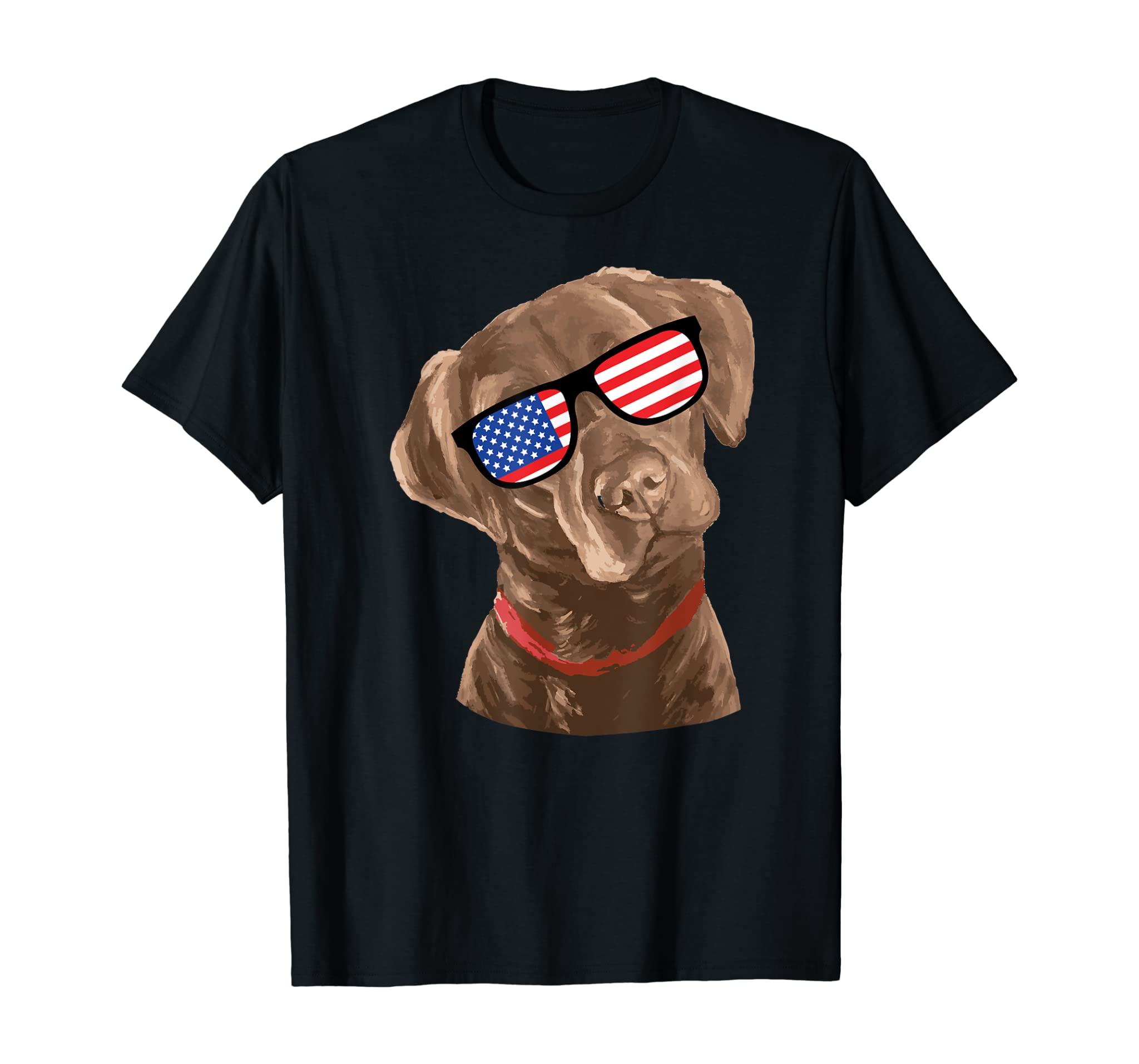 Funny Chocolate Labrador American Flag 4th of July T Shirt