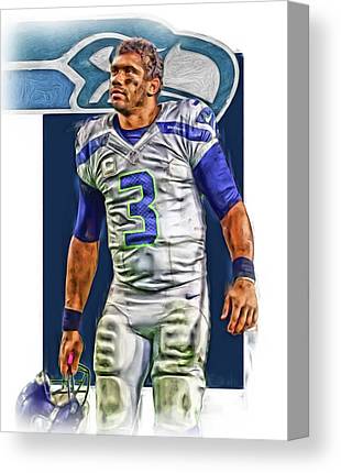 1 Russell Wilson Seattle Seahawks Oil Art Joe Hamilton Canvas Print