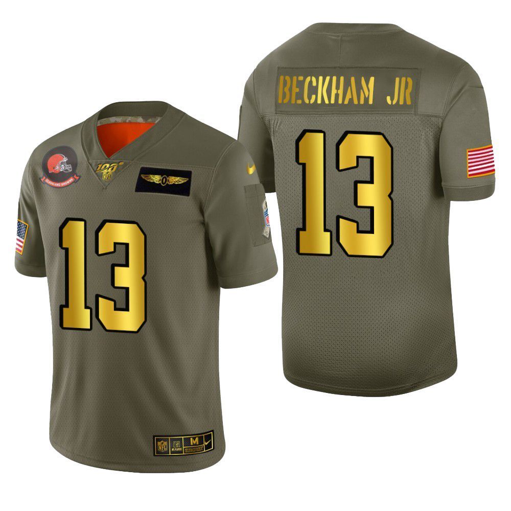 Cleveland Browns Odell Beckham Jr. 2019 Salute To Service NFL 100 Mens Jersey Metallic