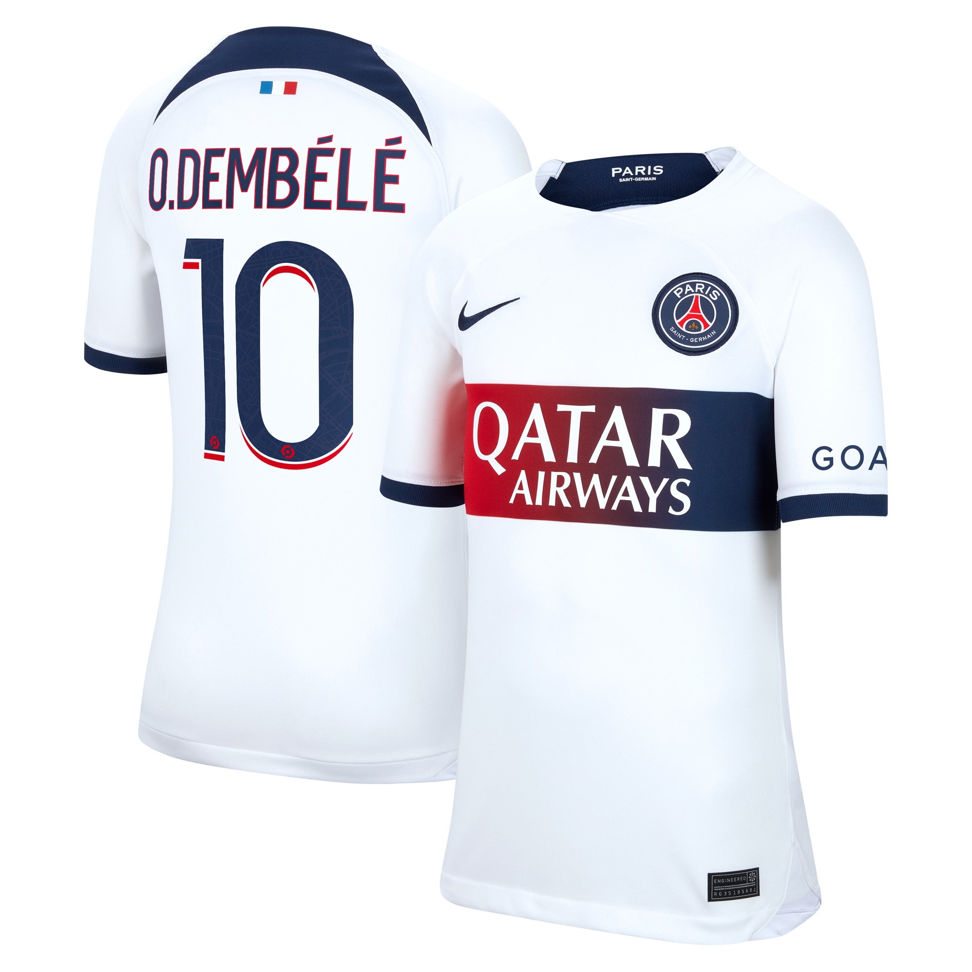 Ousmane Dembélé Paris Saint-Germain Youth 2023/24 Away Stadium Replica Player Jersey – White