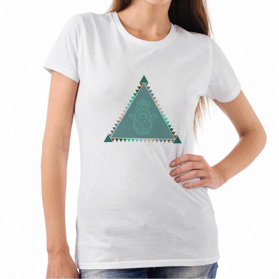 Fashion Triangle Printed Womens T Shirts Hipster Women White T-Shirt Funny Tees Aesthetic Print Short Sleeve Shirts