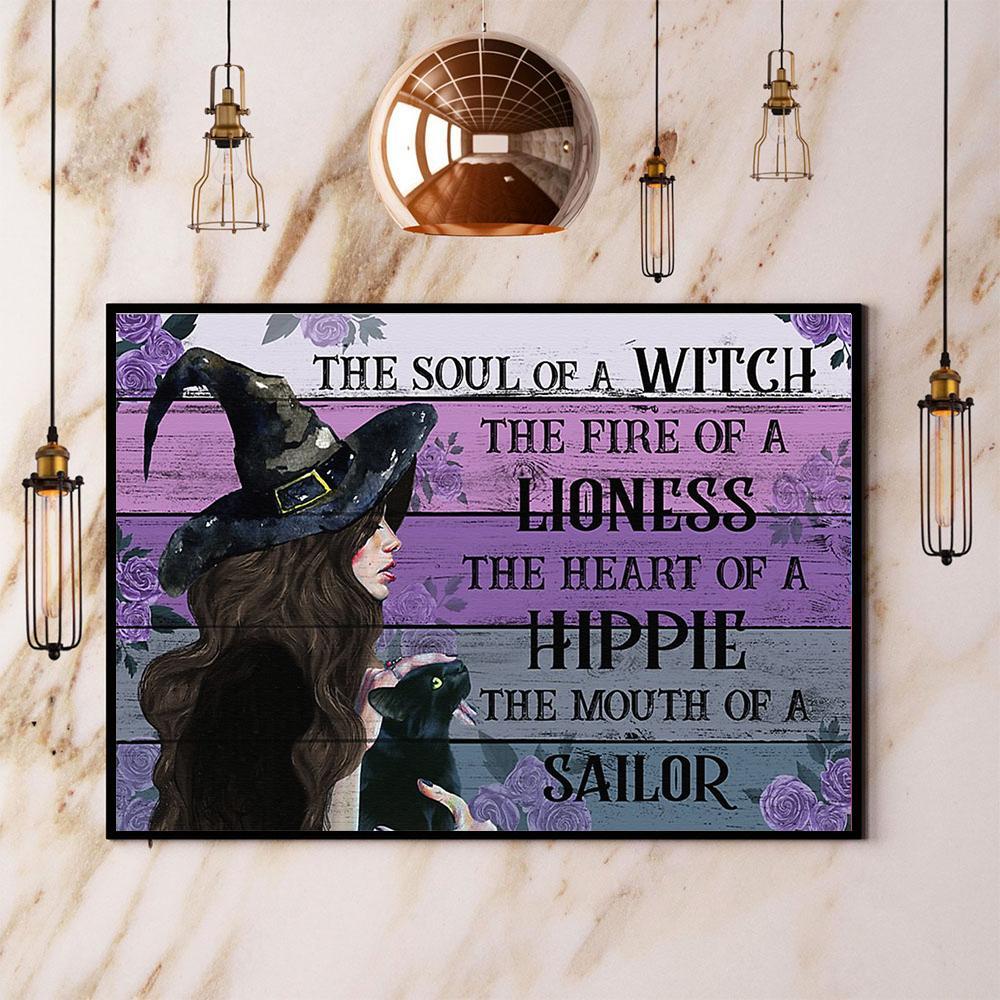 Witch The Soul Of A Witch The Fire Of A Lioness Halloween Gift Paper Poster No Frame  Matte Canvas Wall Decor