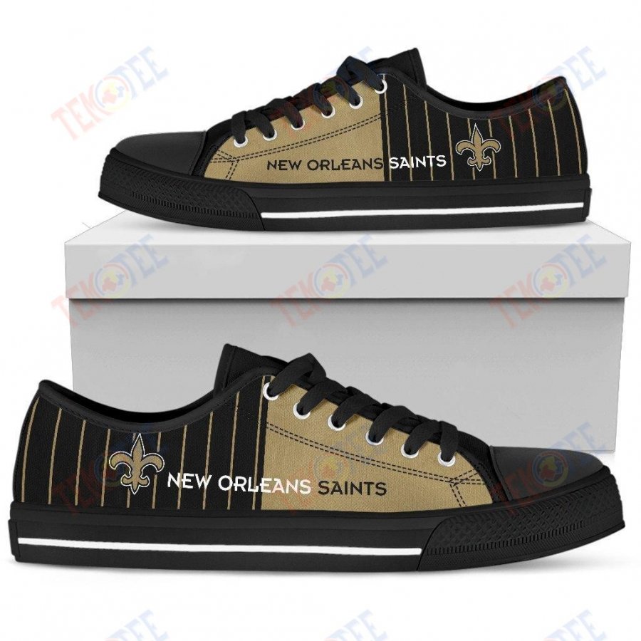 Mens Womens New Orleans Saints Simple Design Vertical Stripes Low Top Shoes Custom Print Footwear Convers Sneakers TMT529