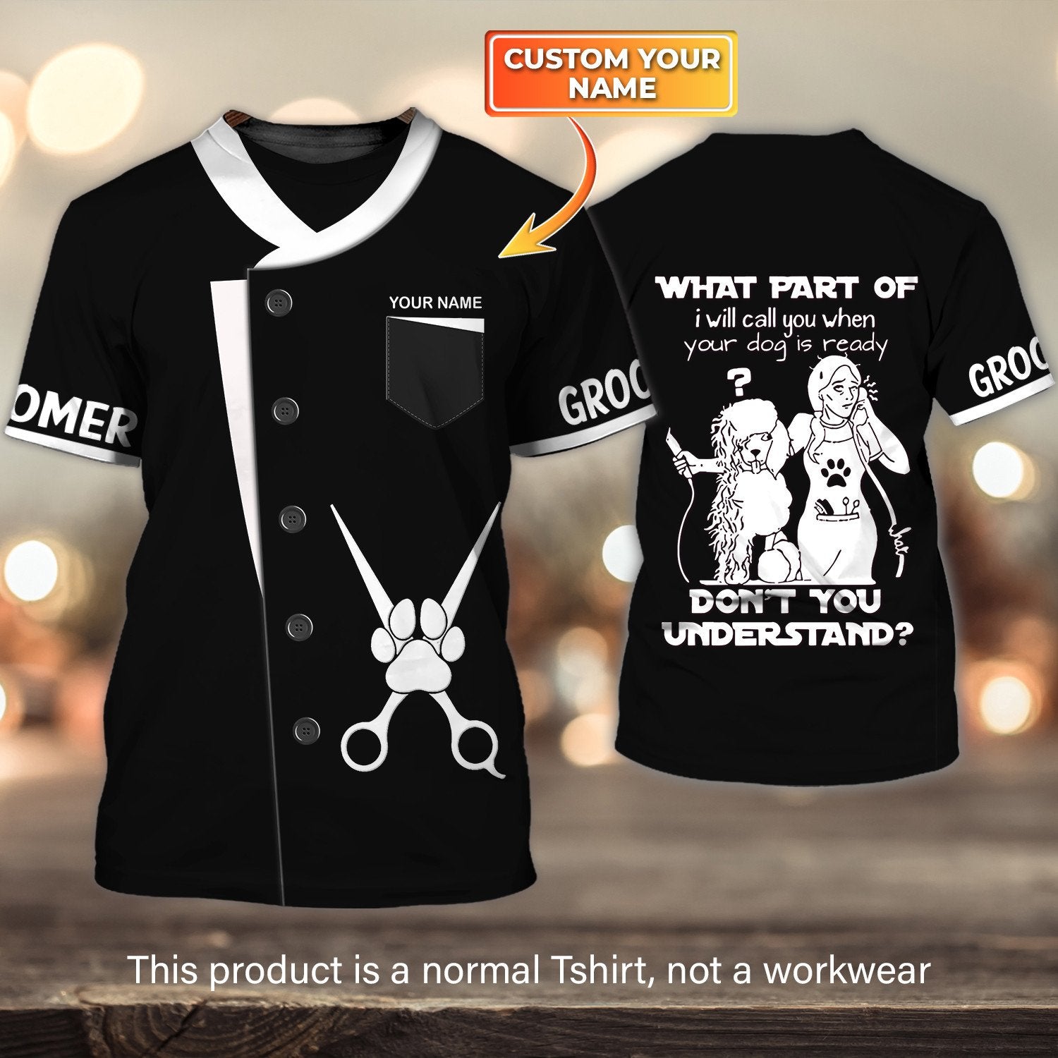 Pet Groomer Uniform For Salon Pet Personalized Name 3D All Over Print, Shirt For Dog Groomer