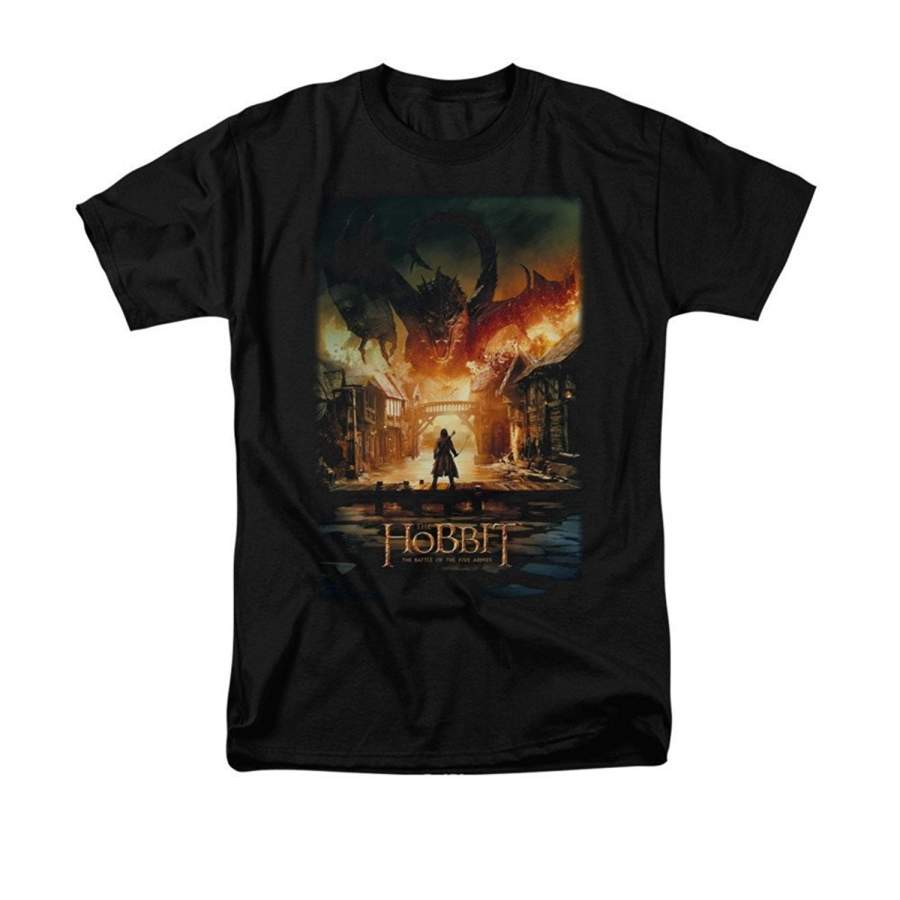 Hobbit Smaug Poster Adult Regular Fit Mens 100% Cotton T-shirt