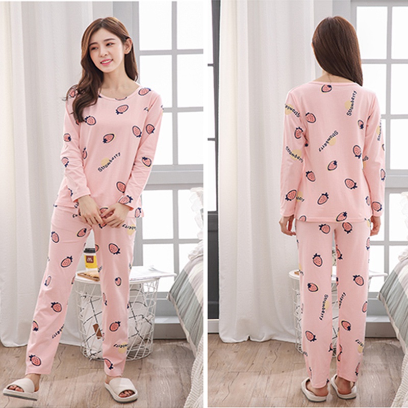 Spring Women Bralette Cartoon Printed Sleepwear Set Female Long-sleeved And Trousers Print Pajamas Set Soft Loose New alx