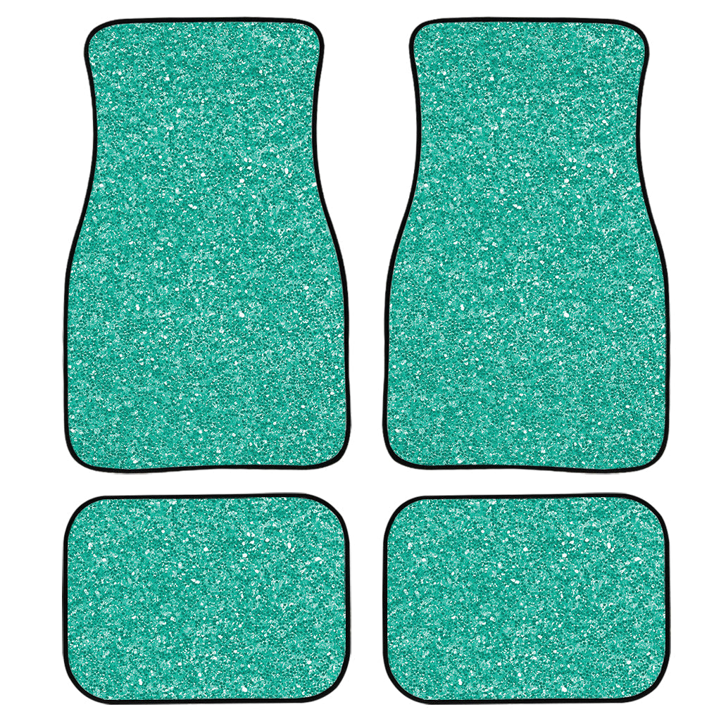 Turquoise Glitter Texture Print Front And Back Car Floor Mats, Front Car Mat