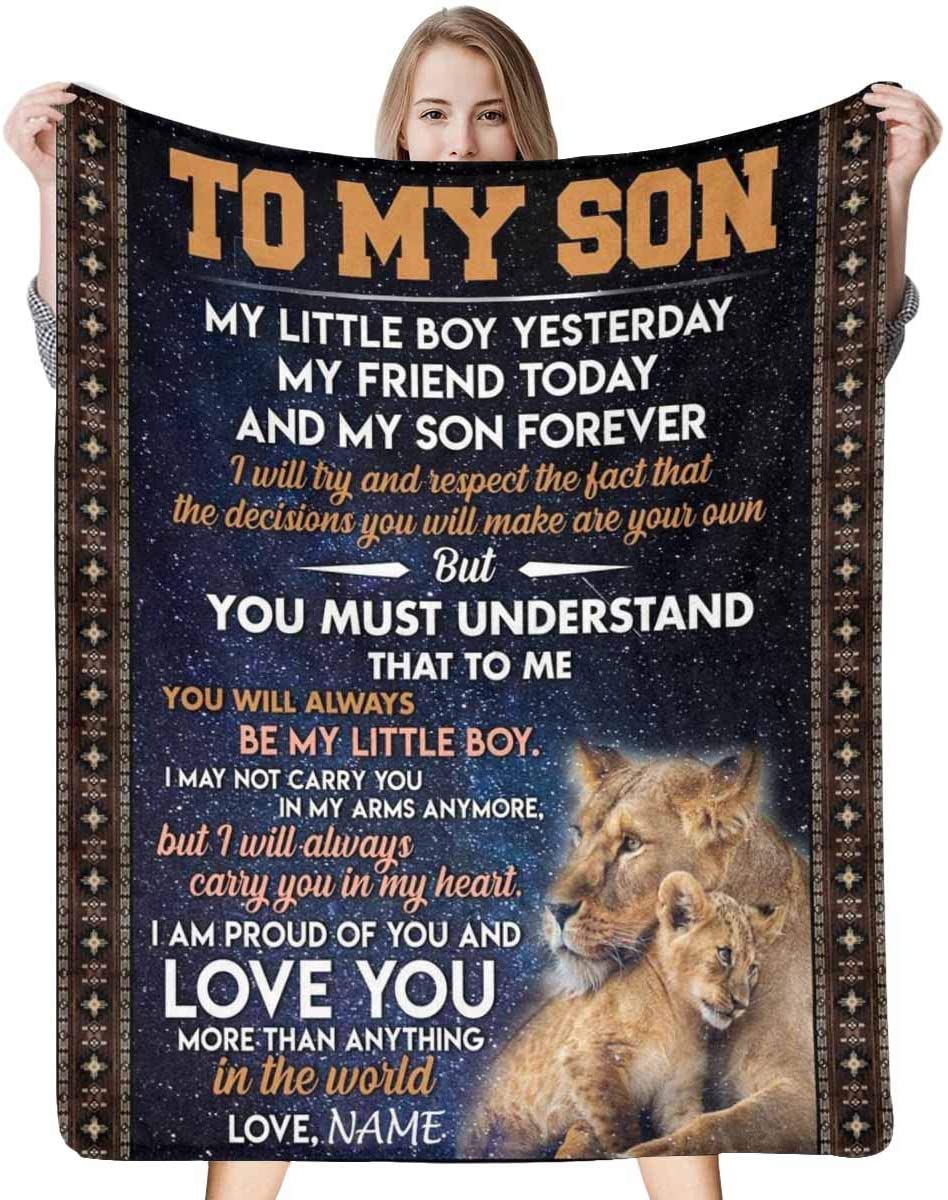 Personalized Blanket Love Letter To My Son From Mom & Dad, I Am Pround Of You And Love You More Than Anything In The World Birthday Anniversary Graduation Christmas Gift