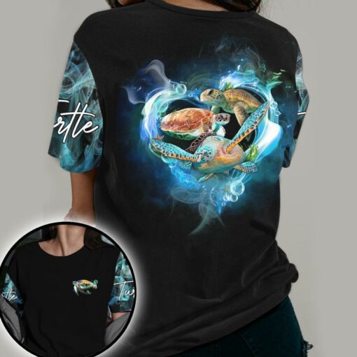 Fire Heart Turtle 3D All Over Printed Shirts For Turtle Lovers, Gift For Men And Women Turtle Lover 3D Shirts