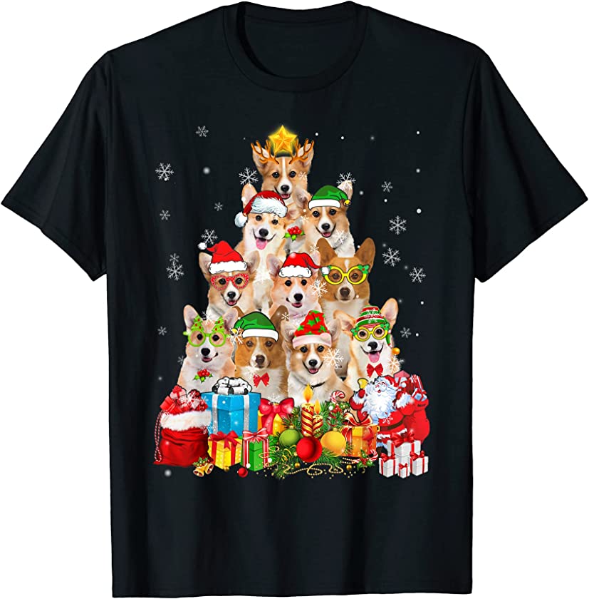 Corgi Dog Christmas Tree Xmas Pajama Puppy Lover T-Shirt