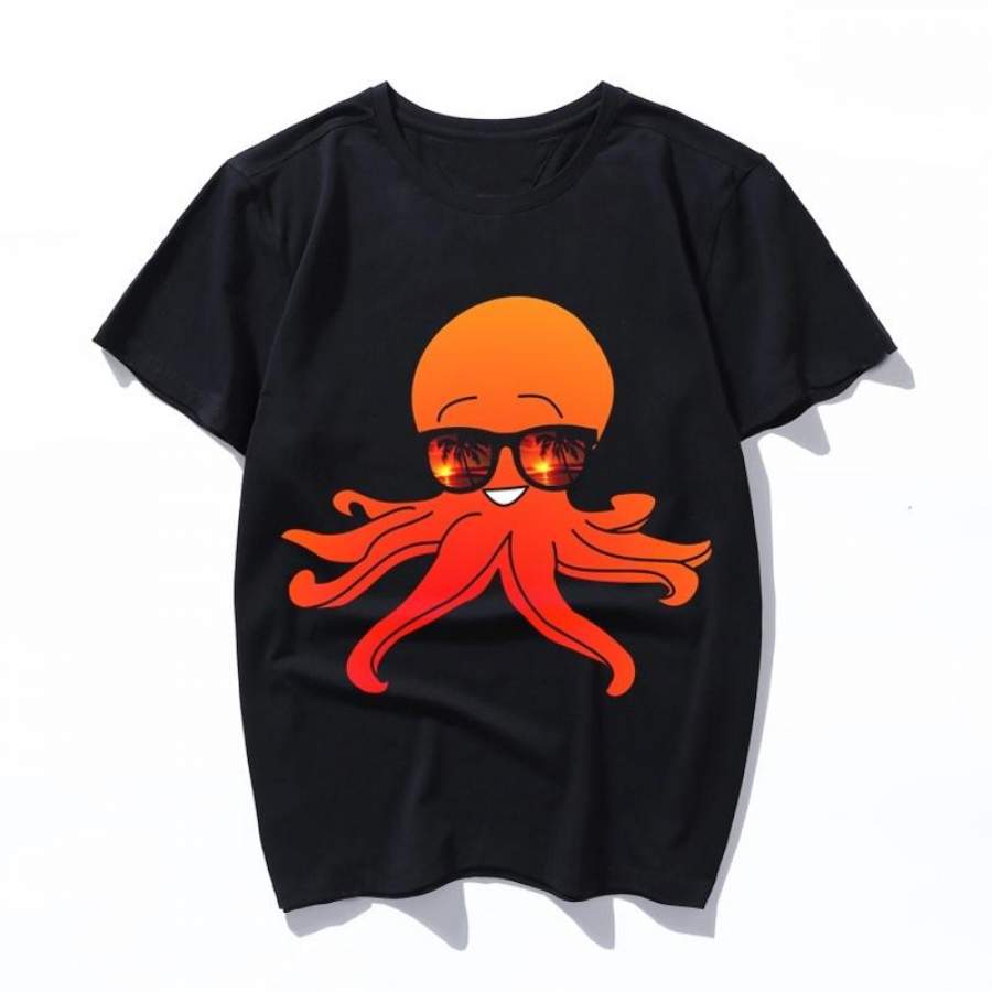 octo bro Men Summer Short Sleeve Printed Vintage Slim Cotton T-shirt Women New Casual European Style O Neck Fashion Top Tees