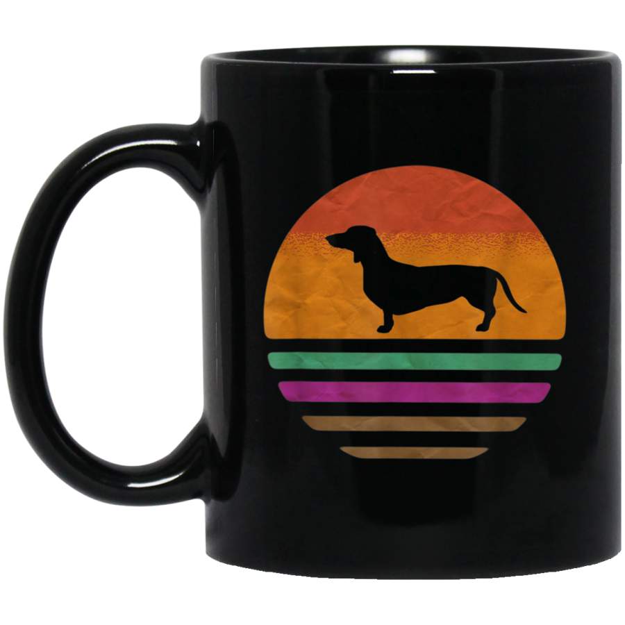 Doxie Dachshund Mug Retro 70 Vintage Silhouette Distressed Mug