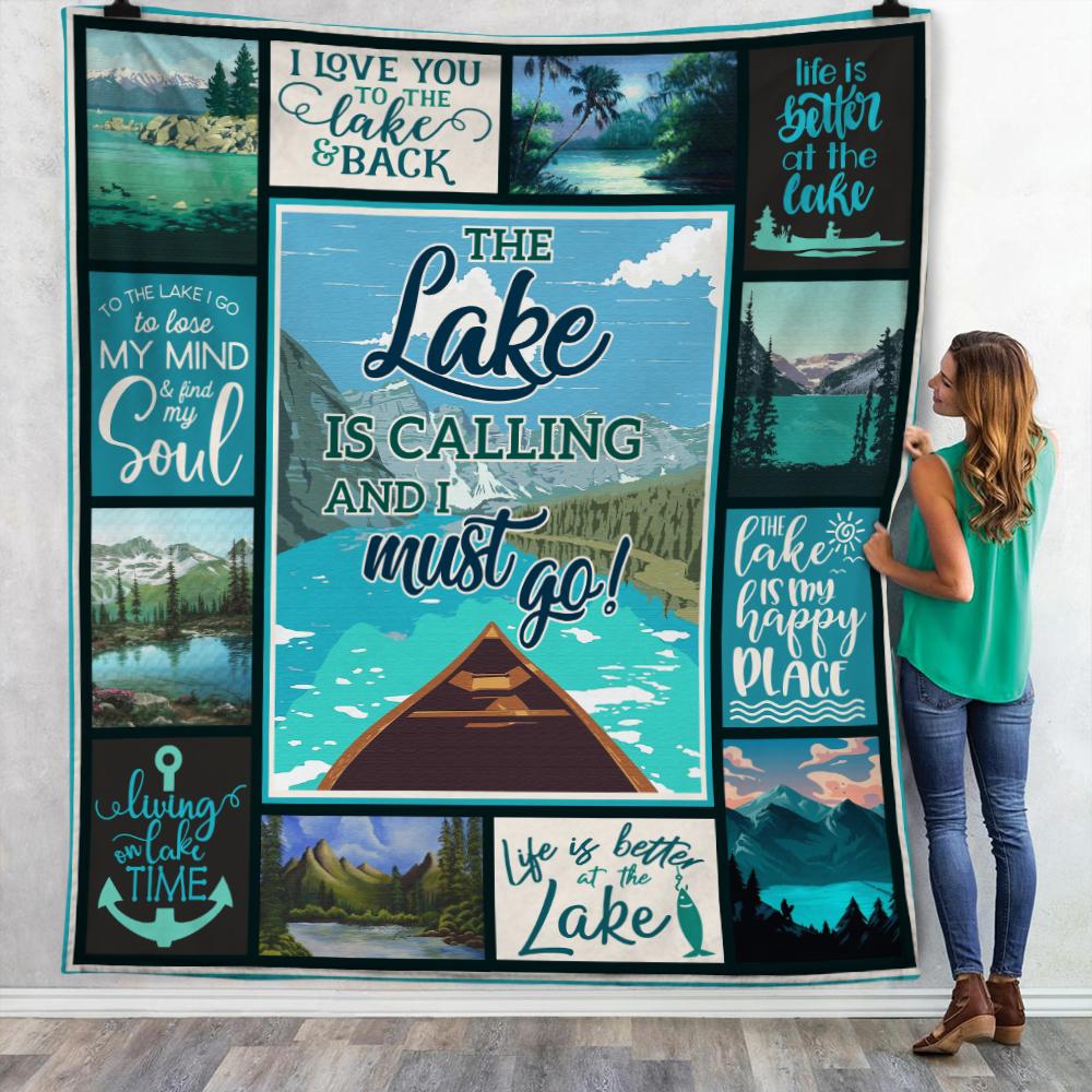 The Lake Is Calling Fleece Blanket, Sherpa Blanket, Gift For Parent, Family Member, Friends Gift, Christmas Gift, Home Decor, Home Living