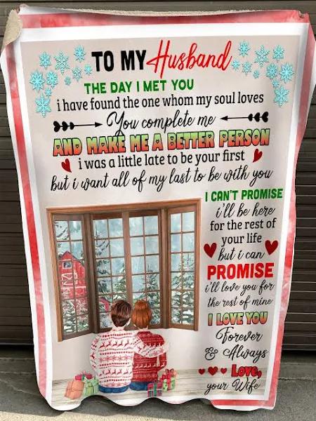 To My Husband You Complete Me And Make Me A Better Person Fleece Blanket Gift For Husband Home Decor Bedding Couch Sofa Soft And Comfy Cozy