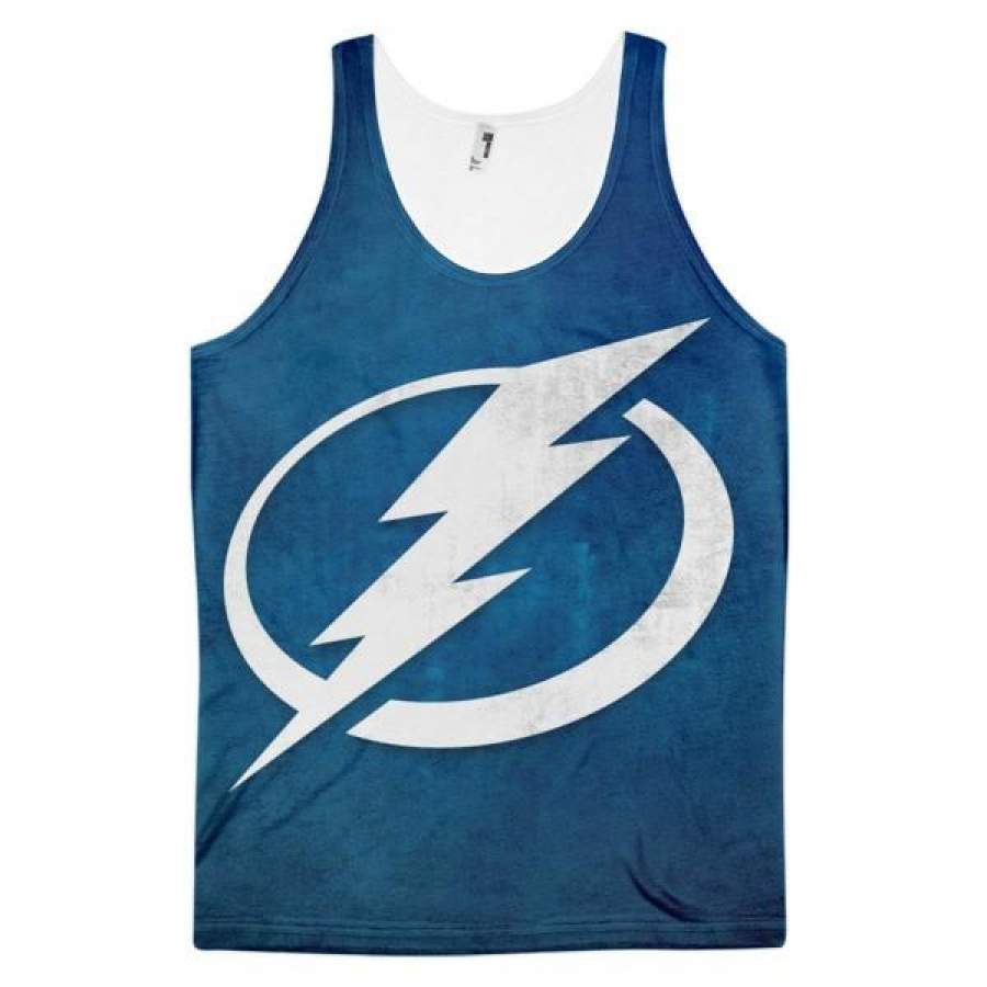 Tampa Bay Lightning Ice Hockey Team Dye Sublimation All Over Print 3D Full Print Cotton Polyester Unisex Novelty Blue & White Tank Top