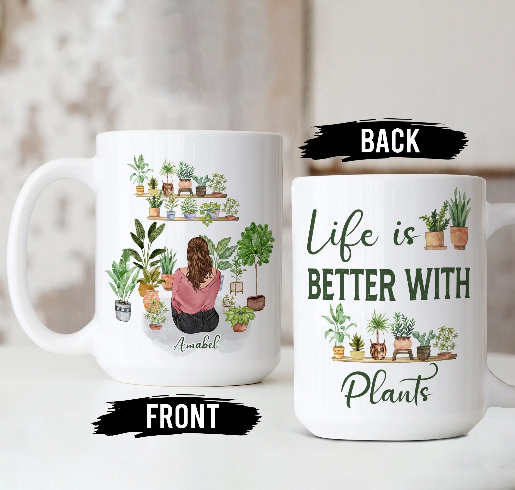 Personalized Mugs, Gifts For Plant Lovers, Life Is Better With Plants Mug, Plant Gifts For Women, Plant Lady Gifts, Plant Lovers Gift Ideas